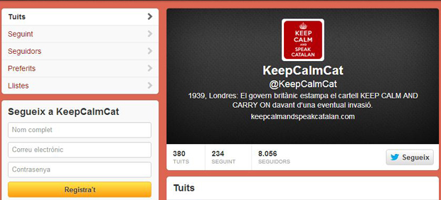 Reobert el compte de twitter @KeepCalmCat | català, Internet, Twitter, xarxes socials