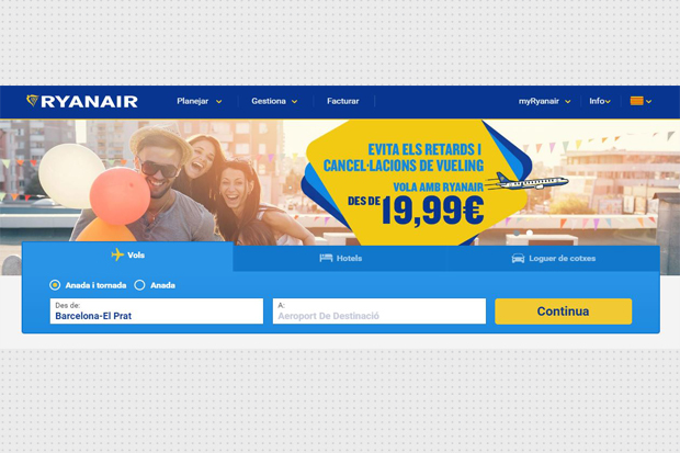 Ryanair emprèn una campanya de publicitat agressiva aprofitant el caos a Vueling | Aerolínies, publicitat, Vueling, xarxes socials