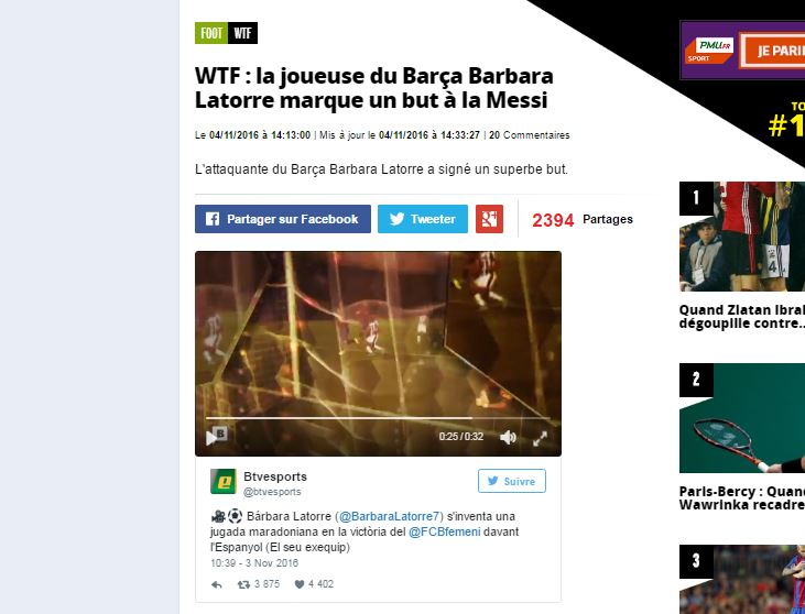 La Bíblia del periodisme esportiu es fa ressò del gol de Bárbara Latorre | futbol femení, RCD Espanyol femení