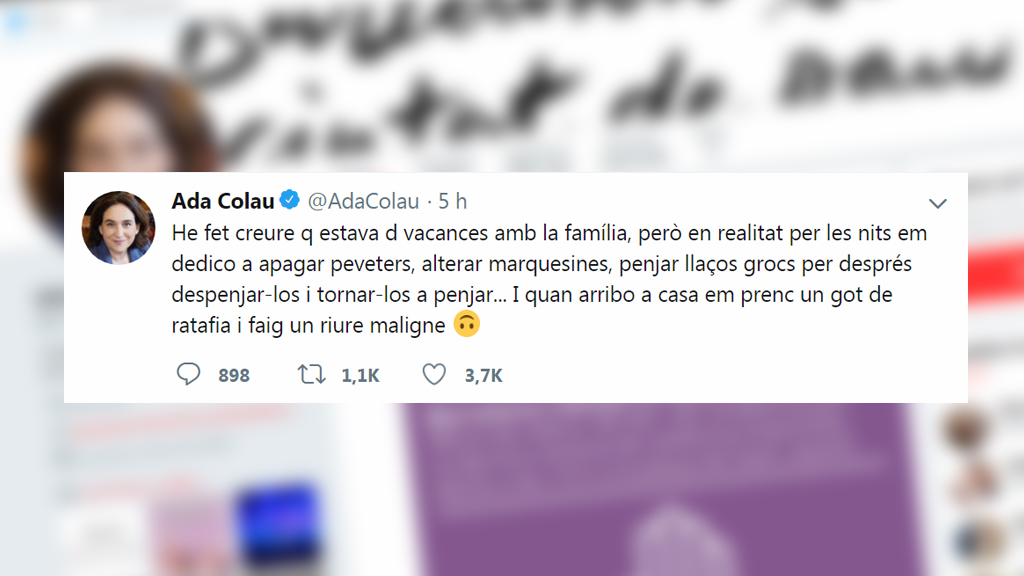 Tweet irònic d'Ada Colau