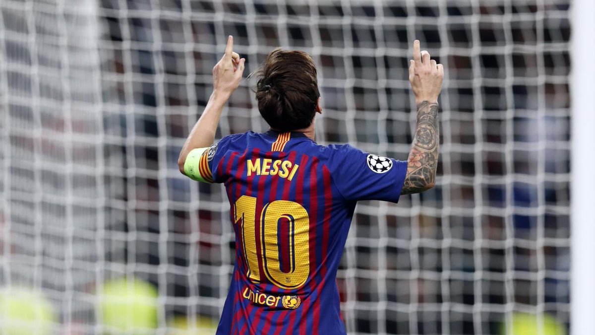 Messi celebra un dels dos gols fets Wembley davant el Tottenham