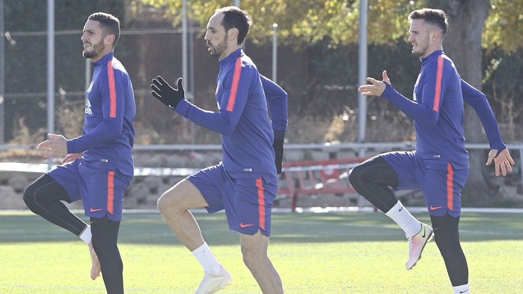 Jugadors Atlètic de Madrid, entrenant