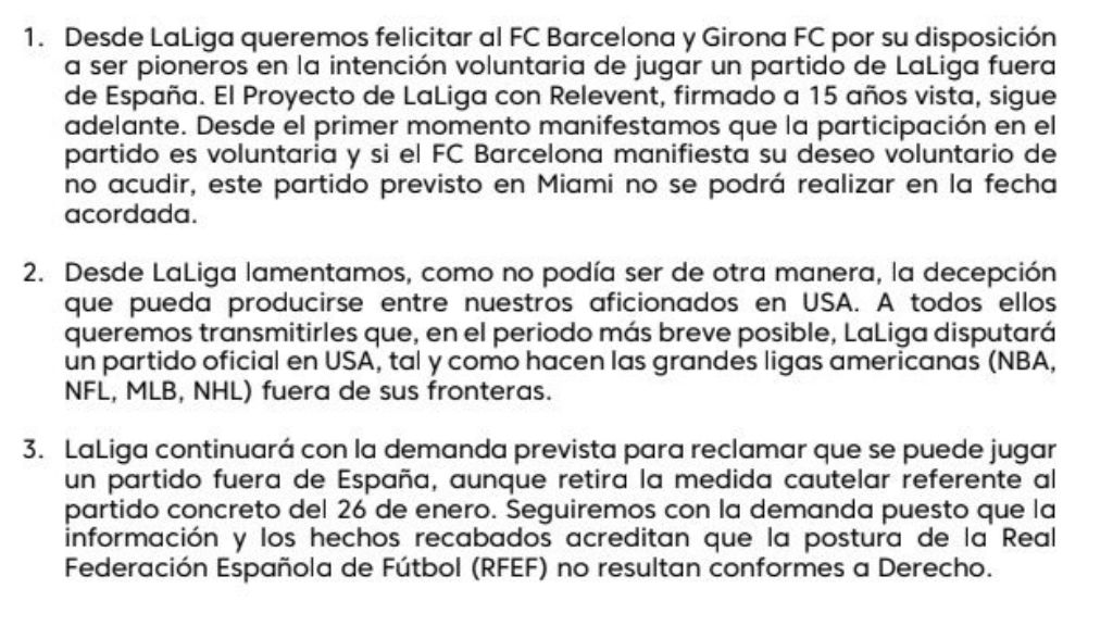 El FC Barcelona descarta jugar contra el Girona a Miami |