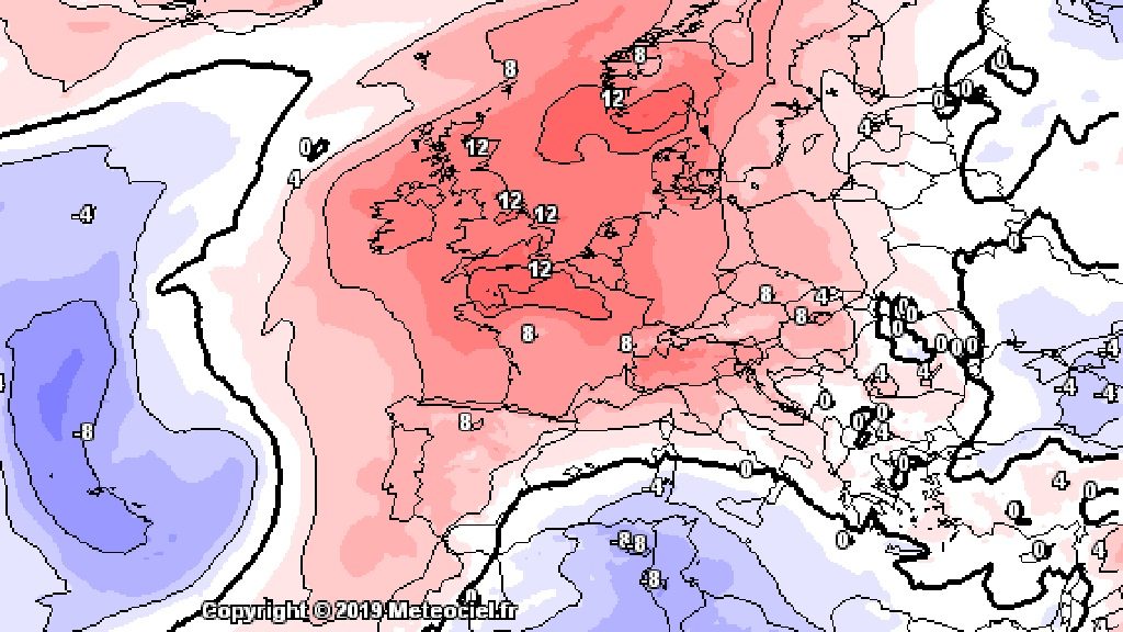 anomalia de temperatura a 850 hPa