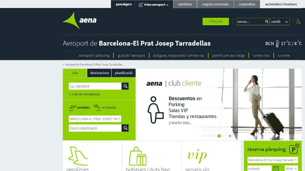 La web d'AENA utilitza una denominació diferent per l'aeroport que la publicada al BOE