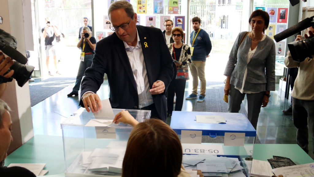 Quim Torra votant el 26-M