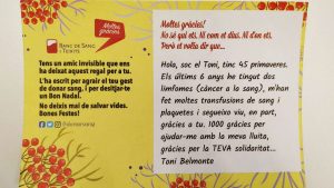 “Amic invisible”, la nova campanya del Banc de Sang per augmentar les donacions durant Nadal