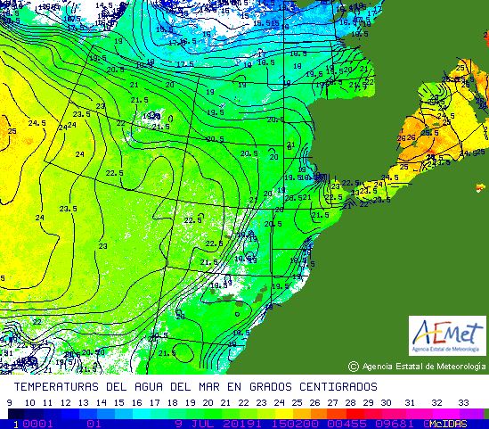 mapa temperatura aigua mar