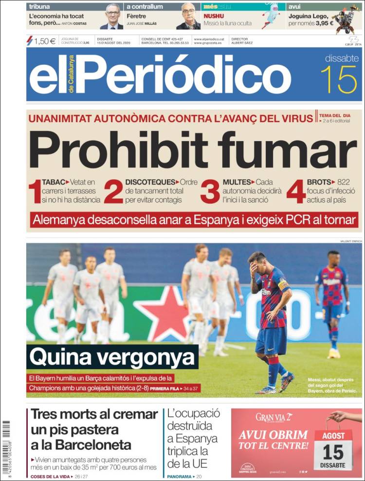 Les portades de la humiliació del Barça a mans del Bayern | Champions League