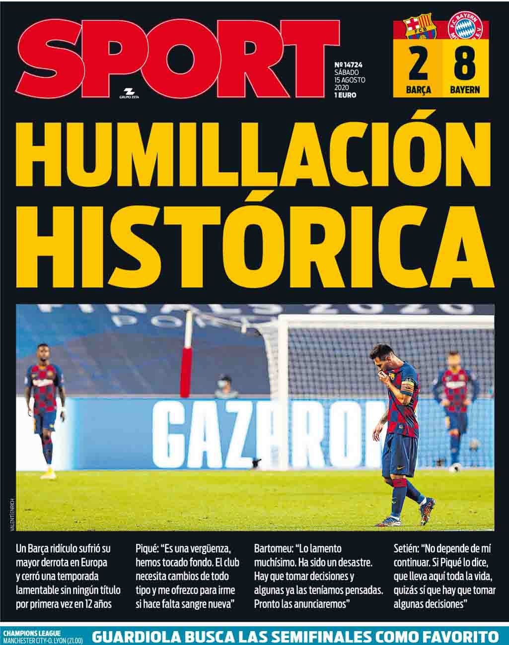 Les portades de la humiliació del Barça a mans del Bayern | Champions League