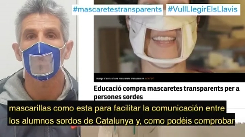 Les persones amb discapacitat auditiva denuncien que Educació els ha dut mascaretes "inútils" | covid, discapacitats