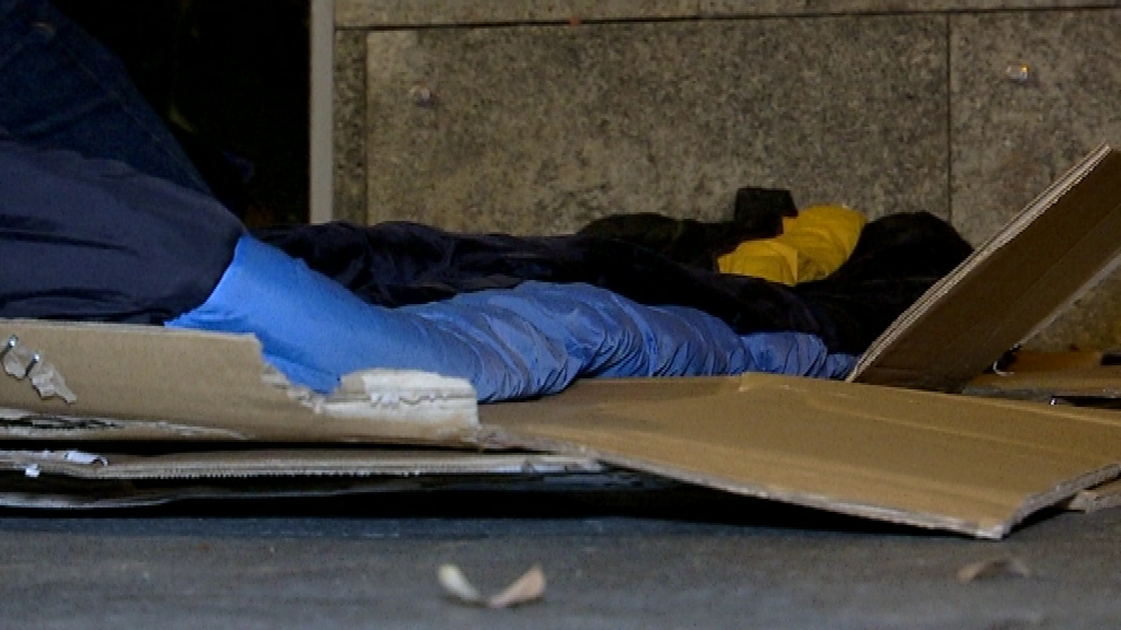 Cartrons i sacs d'una persona sense llar