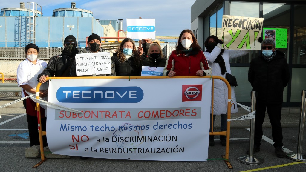 protesta del servei de restauració a la planta de Nissan