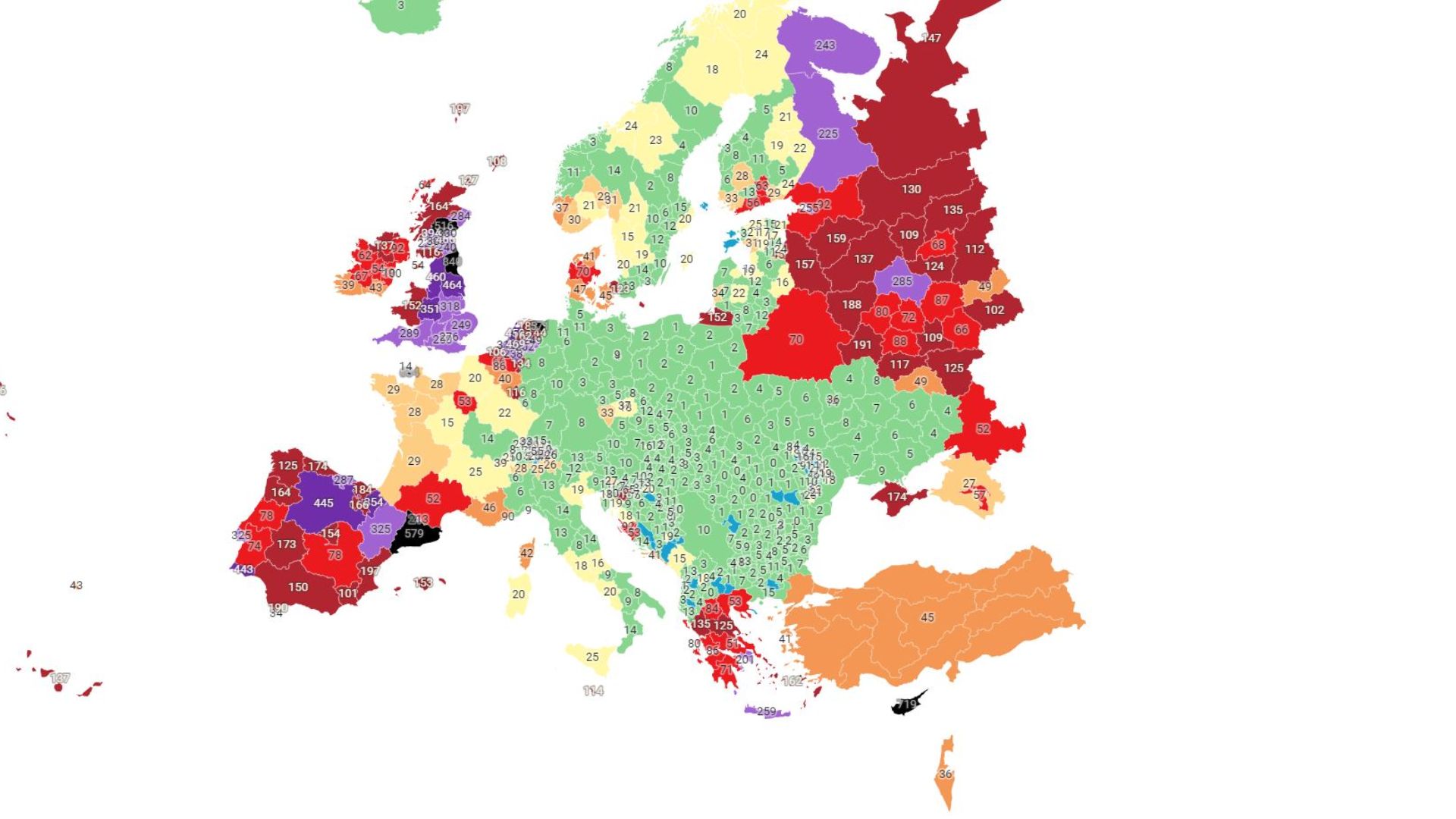 mapa Europa contagis