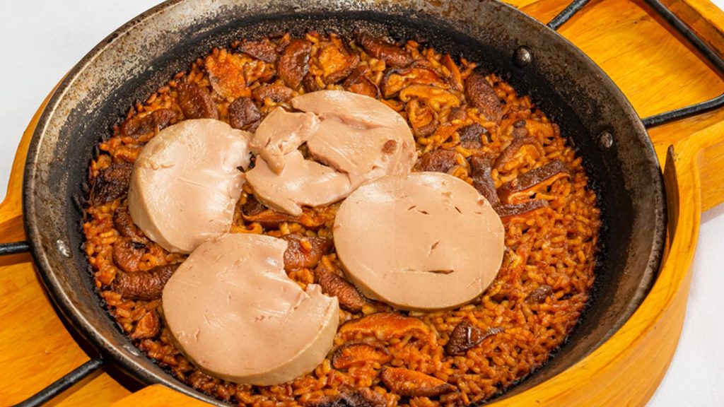 Paella de bolets i foie