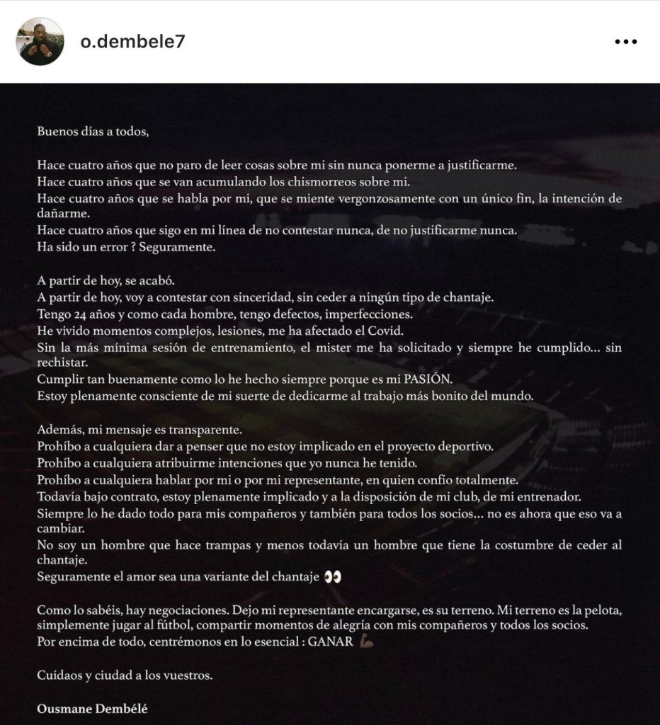 La dura resposta de Dembélé al Barça: "No cediré al xantatge" |