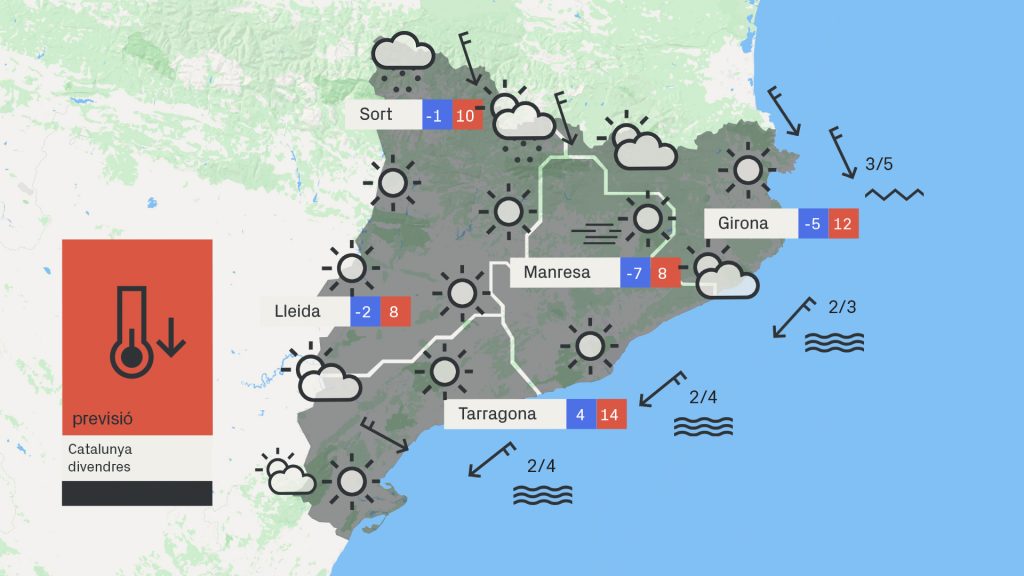 Previsió del temps per a divendres, 7 de gener del 2022: nit gèlida als barris de muntanya i dia radiant arreu | fred, hivern, previsió del temps