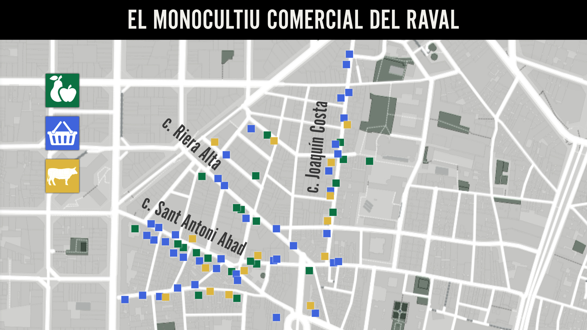 Les botigues d'alimentació i telefonia monopolitzen el Raval