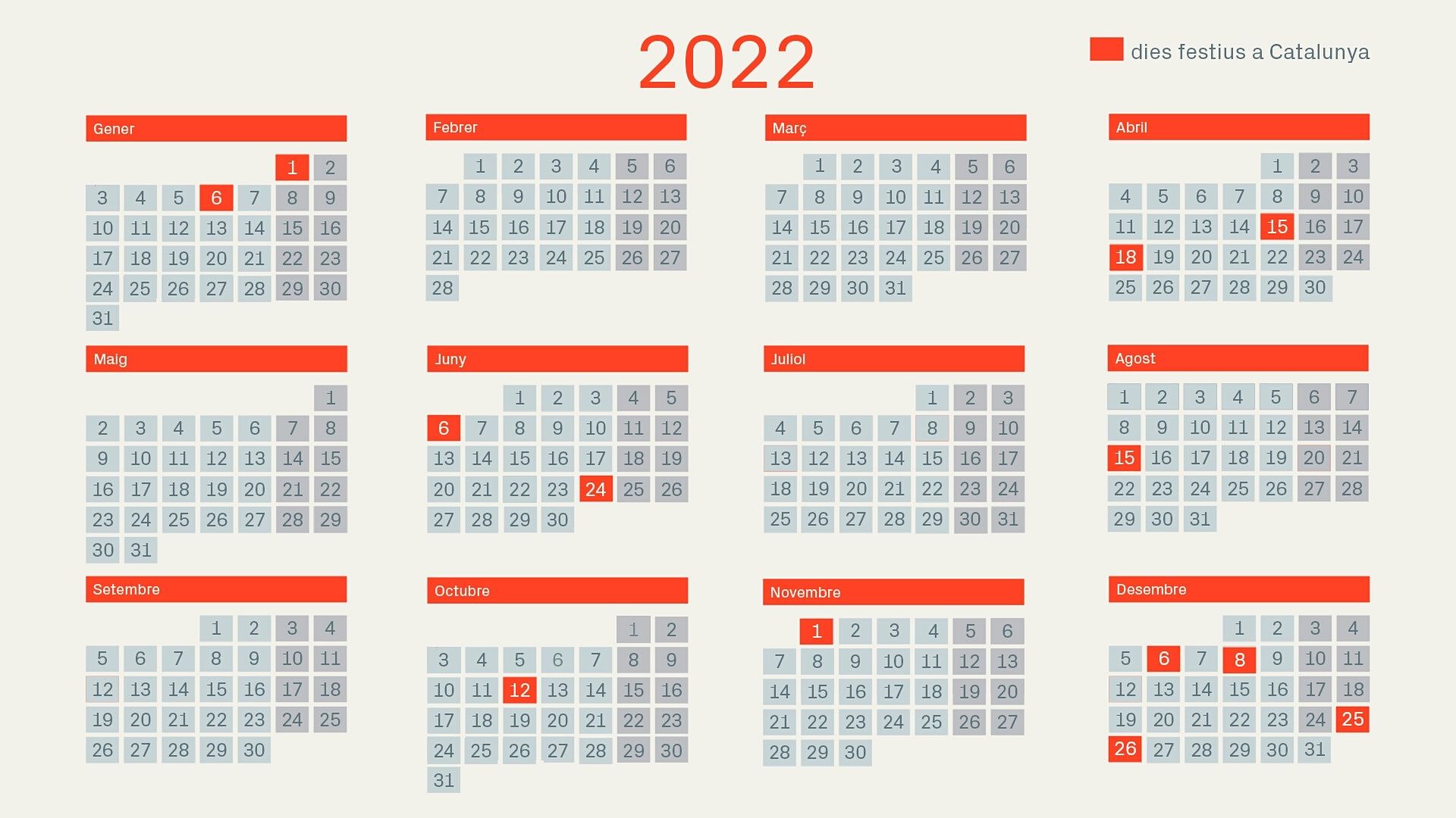 calendari laboral 2022 barcelona catalunya