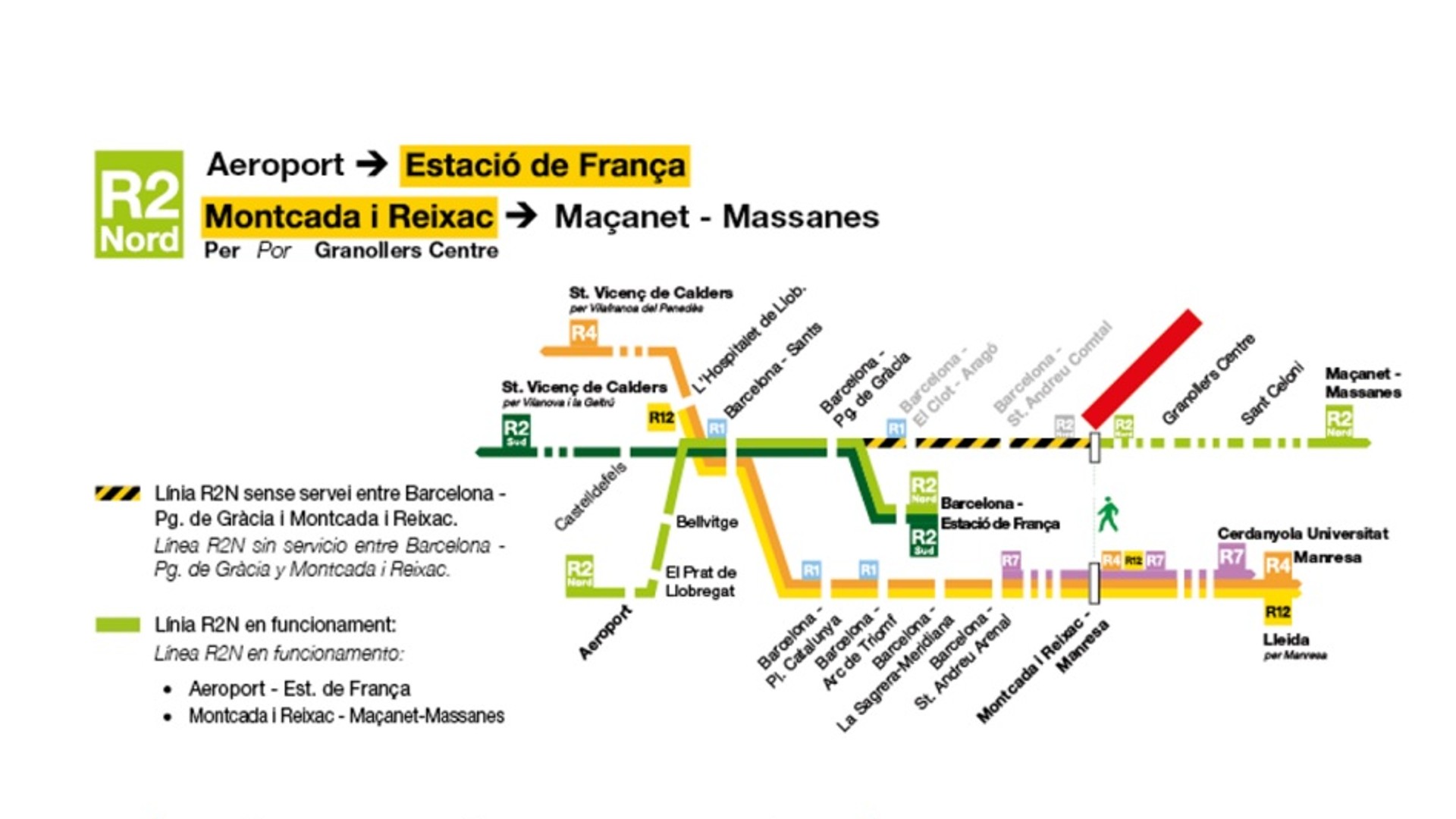 Afectacions a l'R2 Nord per obres a la Sagrera i Sant Andreu Comtal