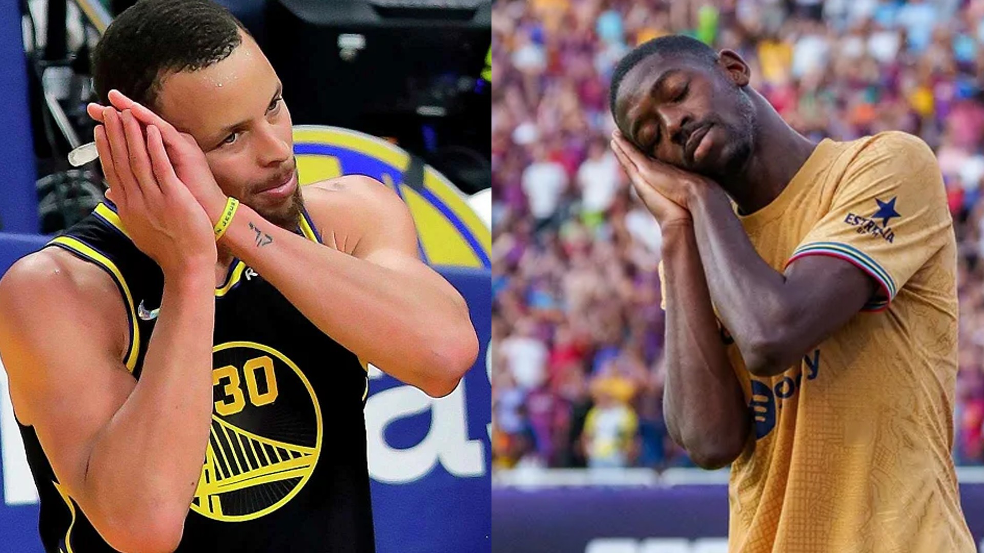 Stephen Curry i Ousmane Dembélé anar a domir