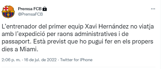 Xavi Hernández no viatja als Estats Units amb l'expedició del Barça | pretemporada futbol