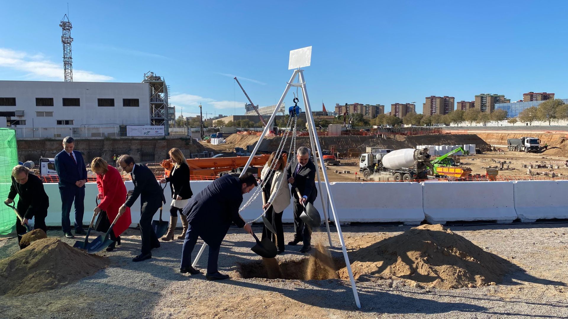 Primera pedra de l'ampliació del recinte firal de Gran Via