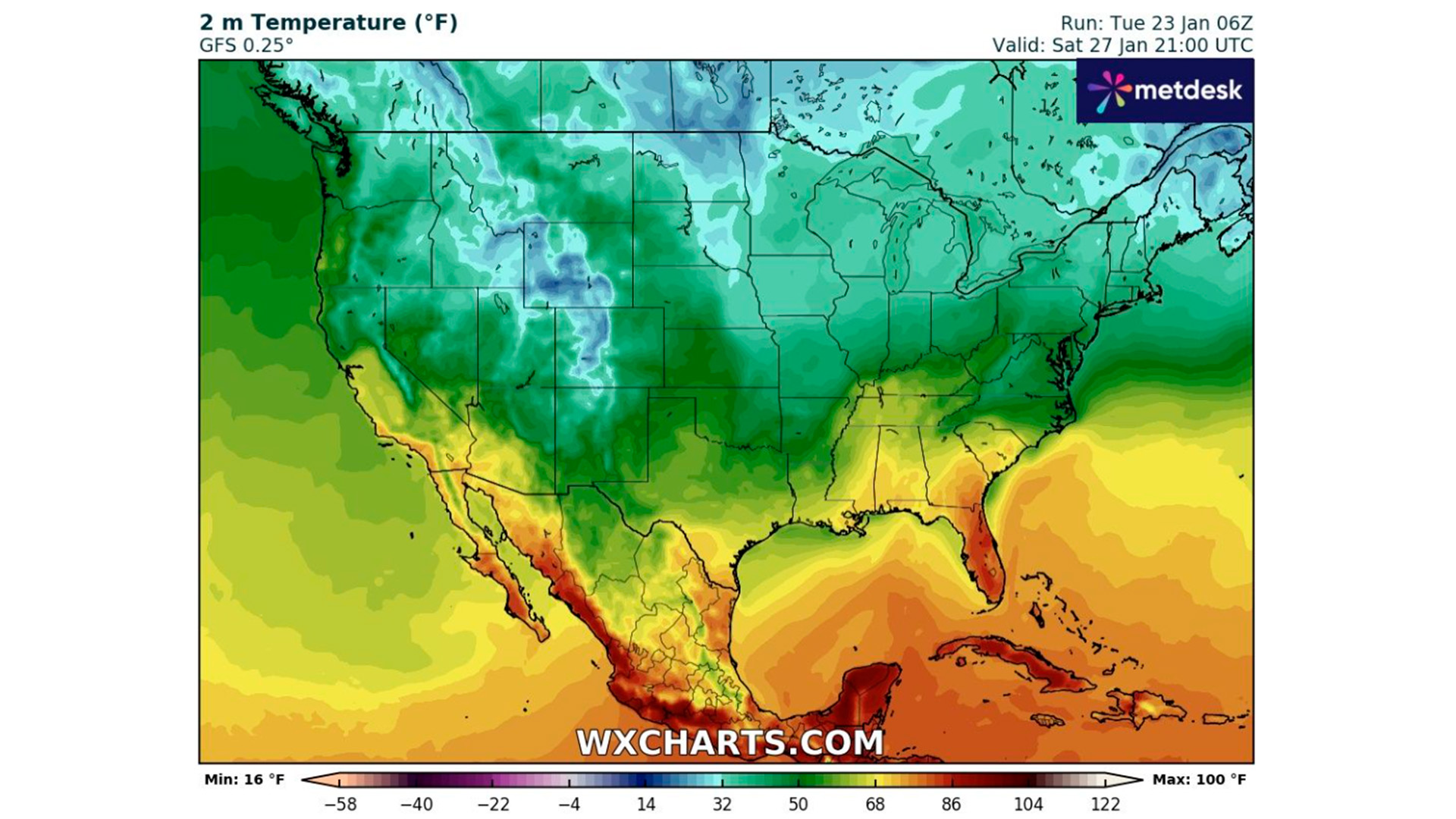 100 graus de temperatura a l'Amèrica del Nord?