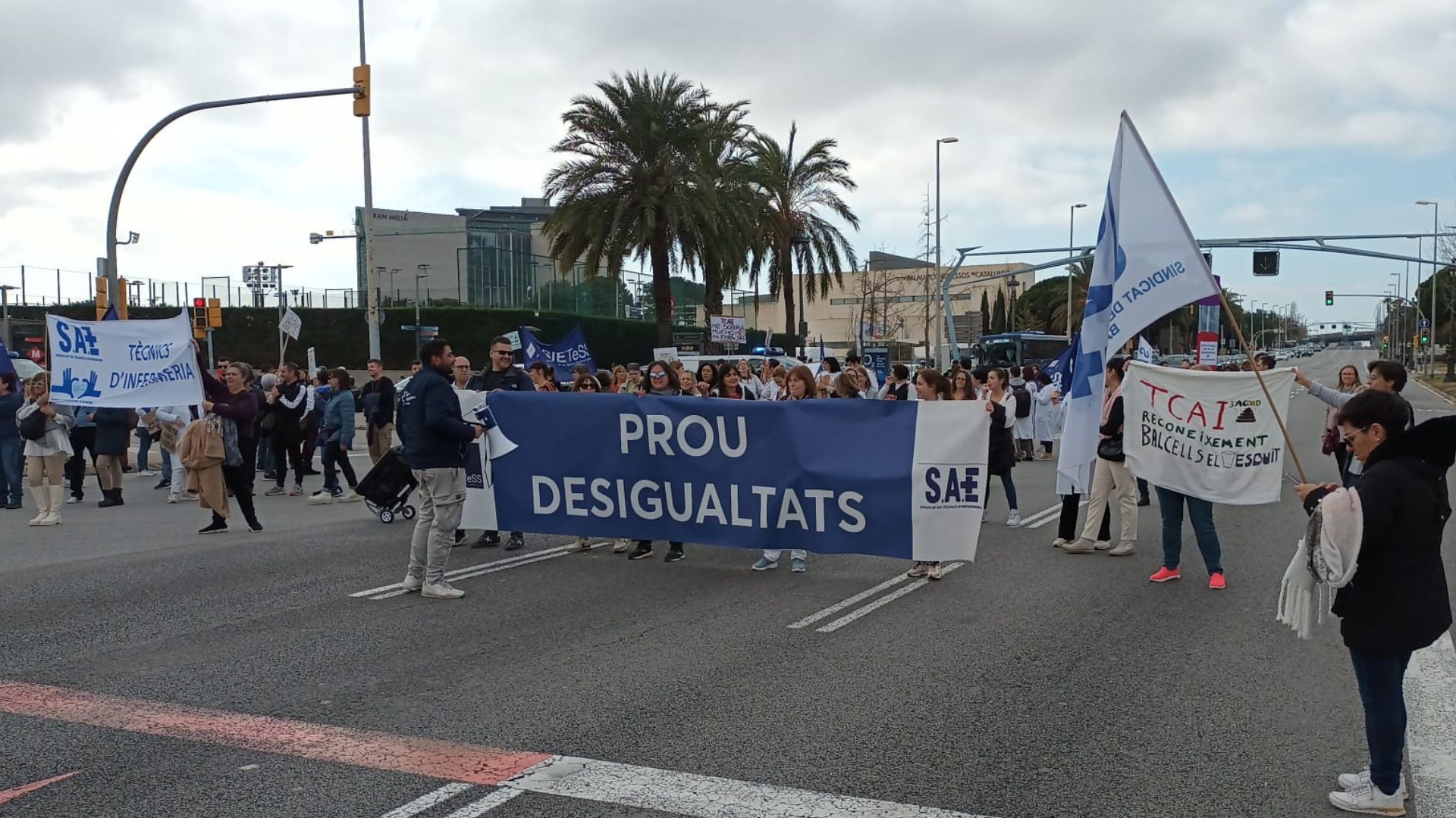 manifestacio diagonal barcelona tecnics sanitaris