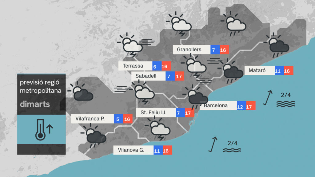 Previsió del temps per a dimarts, 25 de març: tarda de tronades |