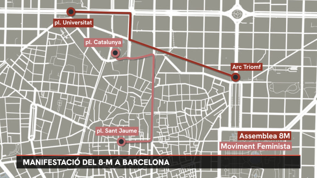 recorregut manifestació 8-M a Barcelona 2025