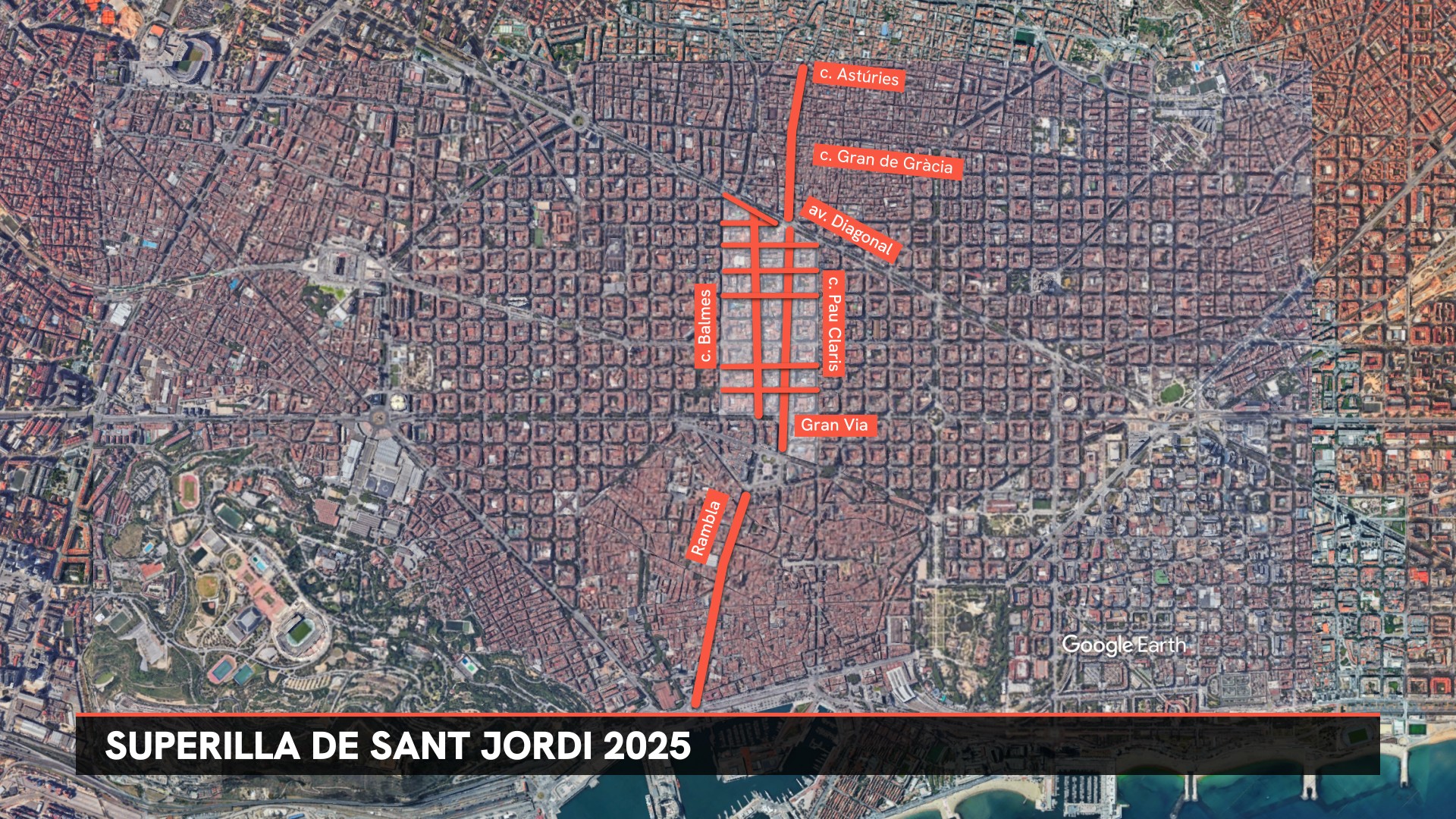 superilla sant jordi 2025 barcelona mapa