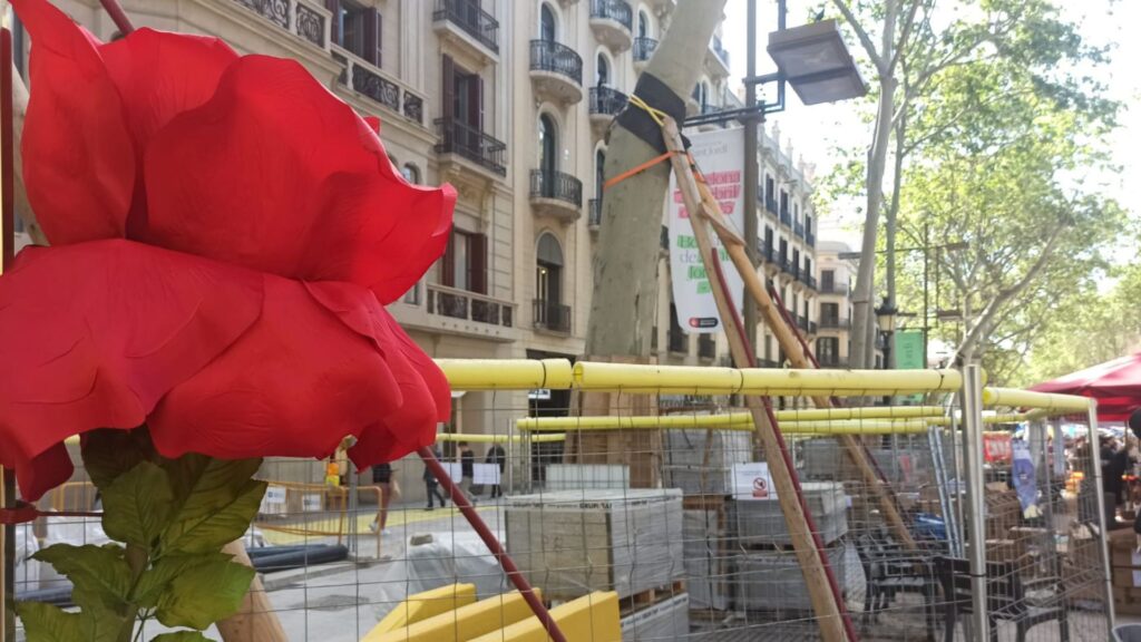 La Rambla continua sent l'epicentre de Sant Jordi a Barcelona, tot i les obres | la Rambla, obres, Sant Jordi