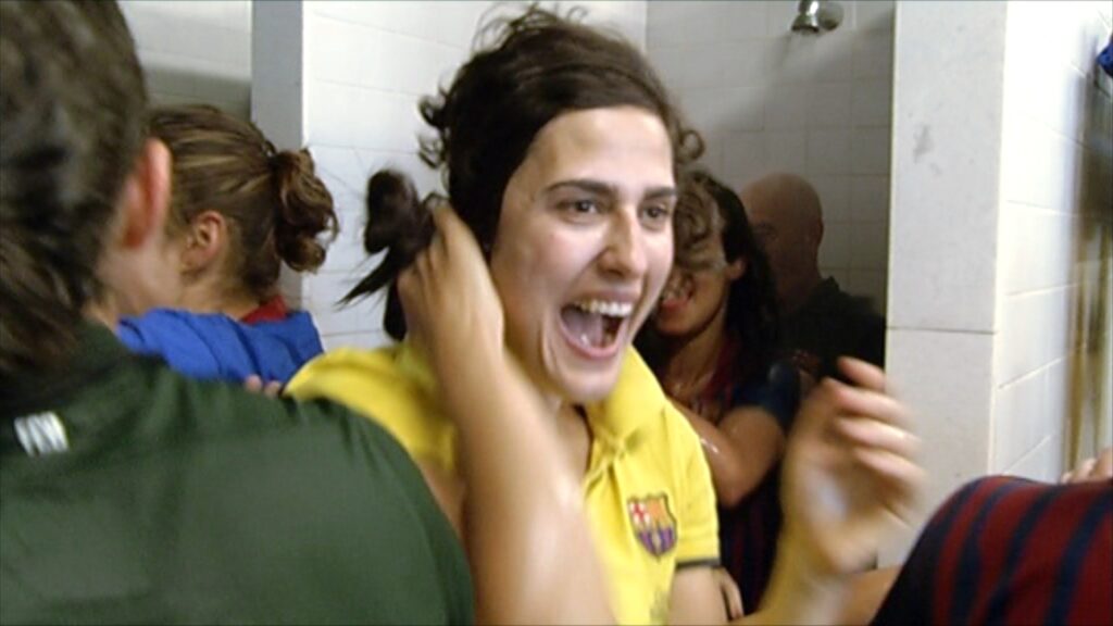 La imatge històrica de Montse Tomé celebrant la primera Lliga del Barça quan era jugadora