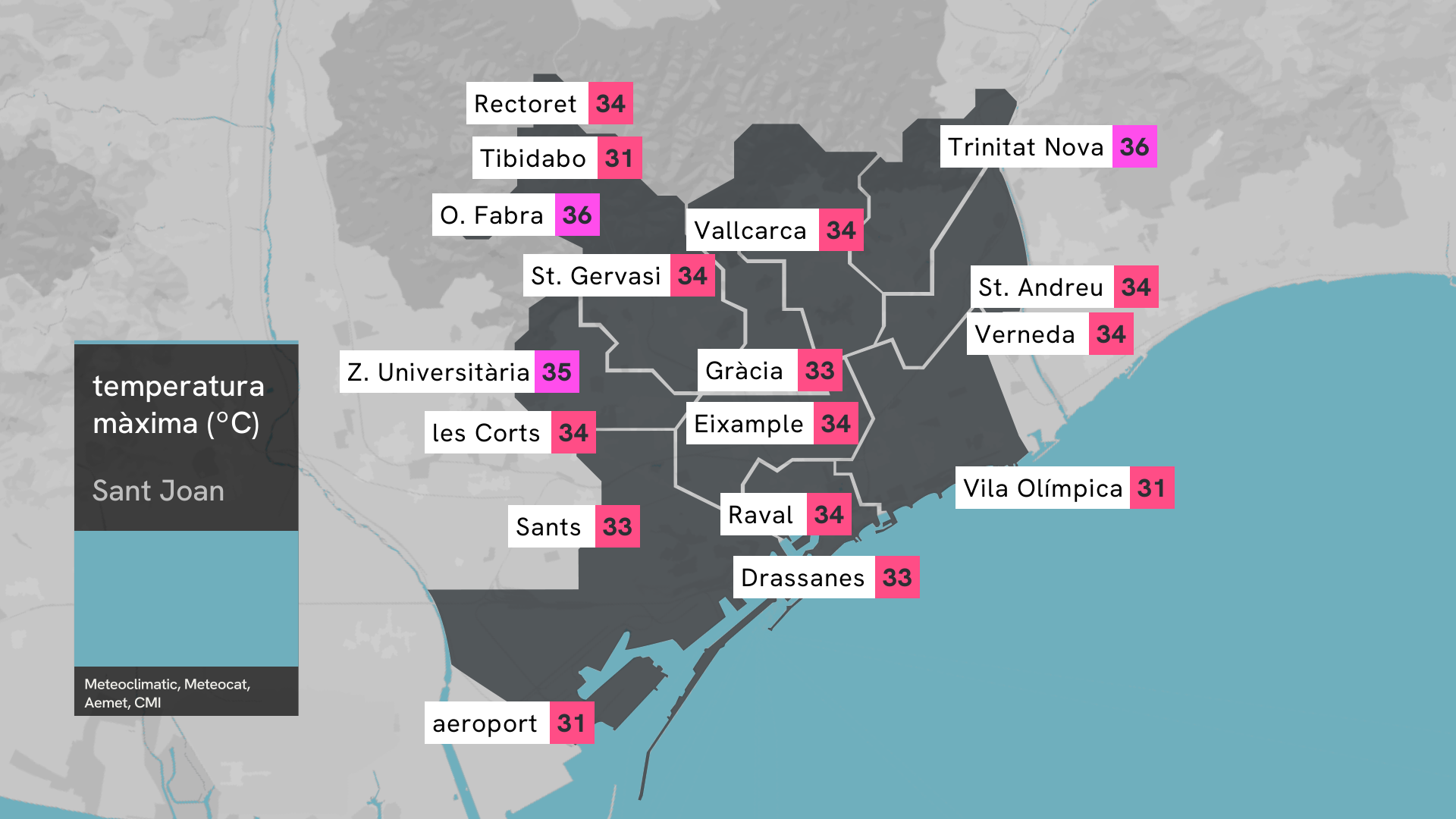temperatura màxima Sant Joan