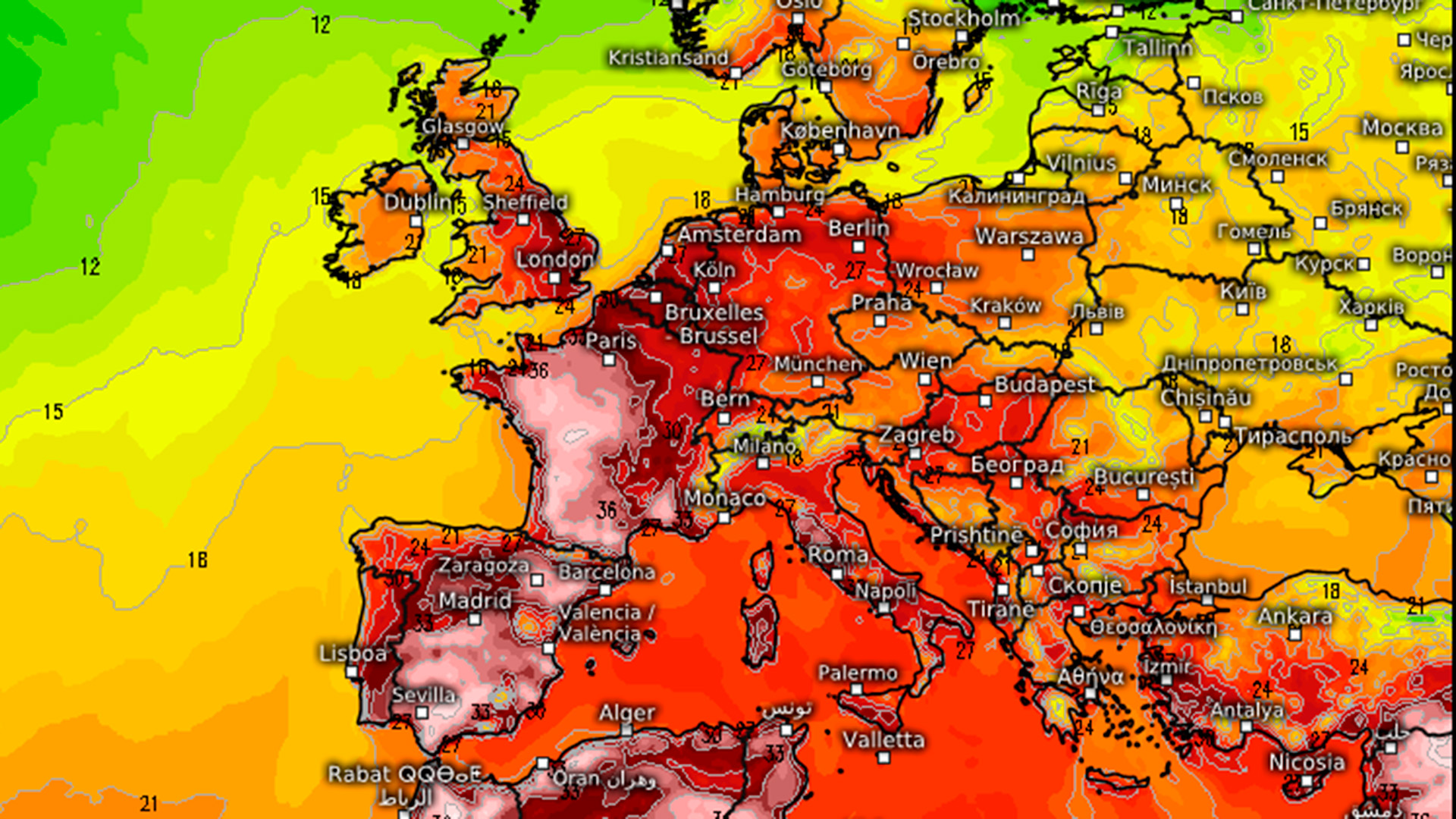 temperatura europa gfs meteologix.com