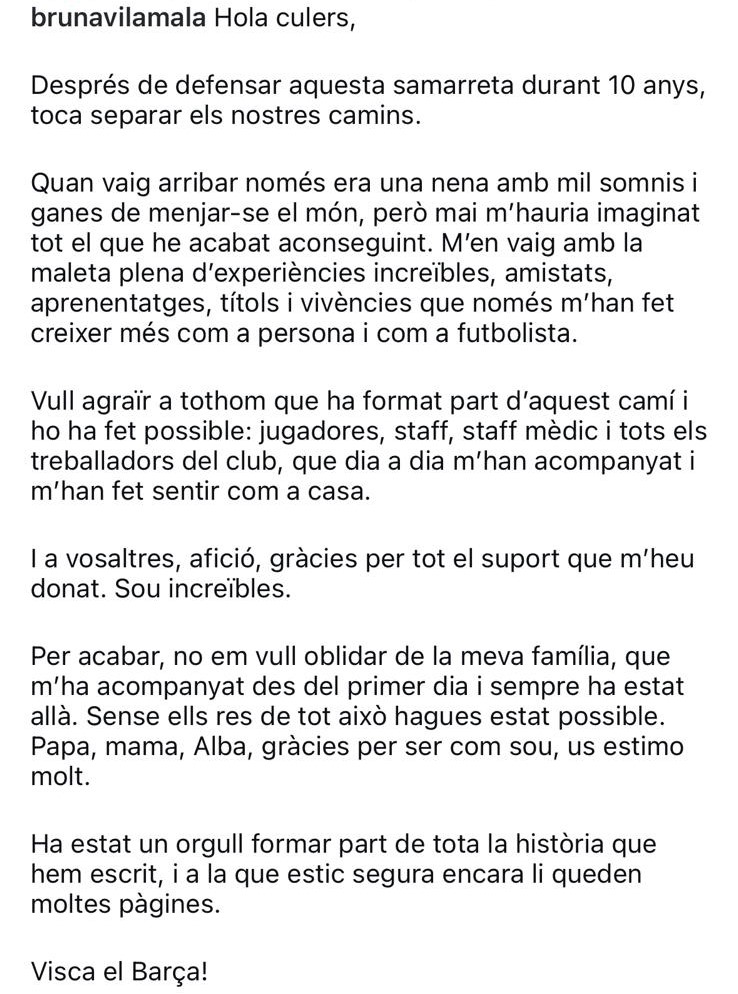 El Barça i Bruna Vilamala separen els seus camins: la davantera marxa a Mèxic | Barça femení, futbol femení
