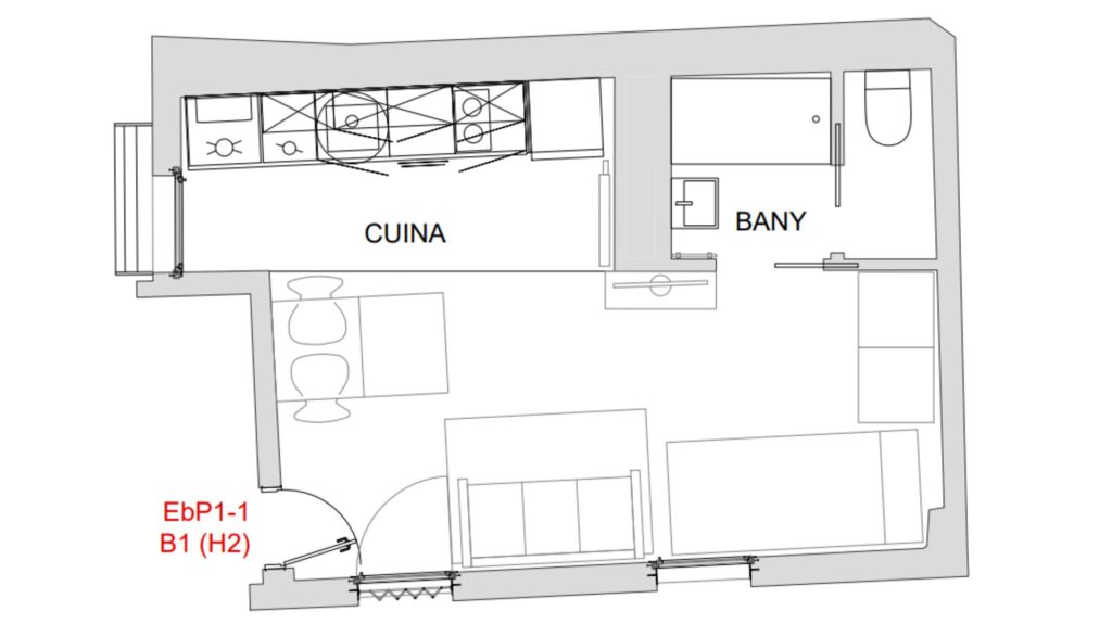 plànol pis minúscul carrer hospital