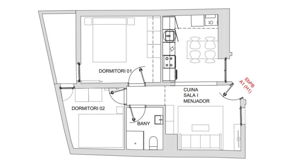 plànol pis normal carrer hospital
