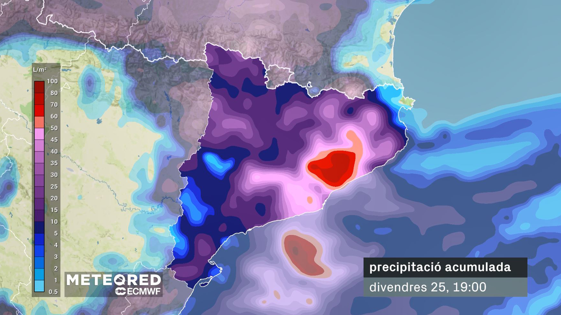 acumulacio pluja meteored ECMWF barcelona