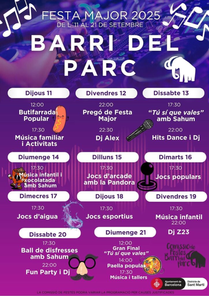 Festa Major del Parc i la Llacuna del Poblenou 2026: Programa de les festes, activitats i dates | cultura popular, festes majors