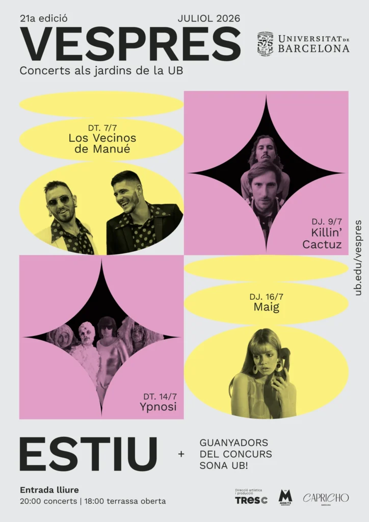 Vespres d'Estiu a la UB 2026: Programa dels concerts a la fresca | concerts, estiu, Universitat de Barcelona (UB)