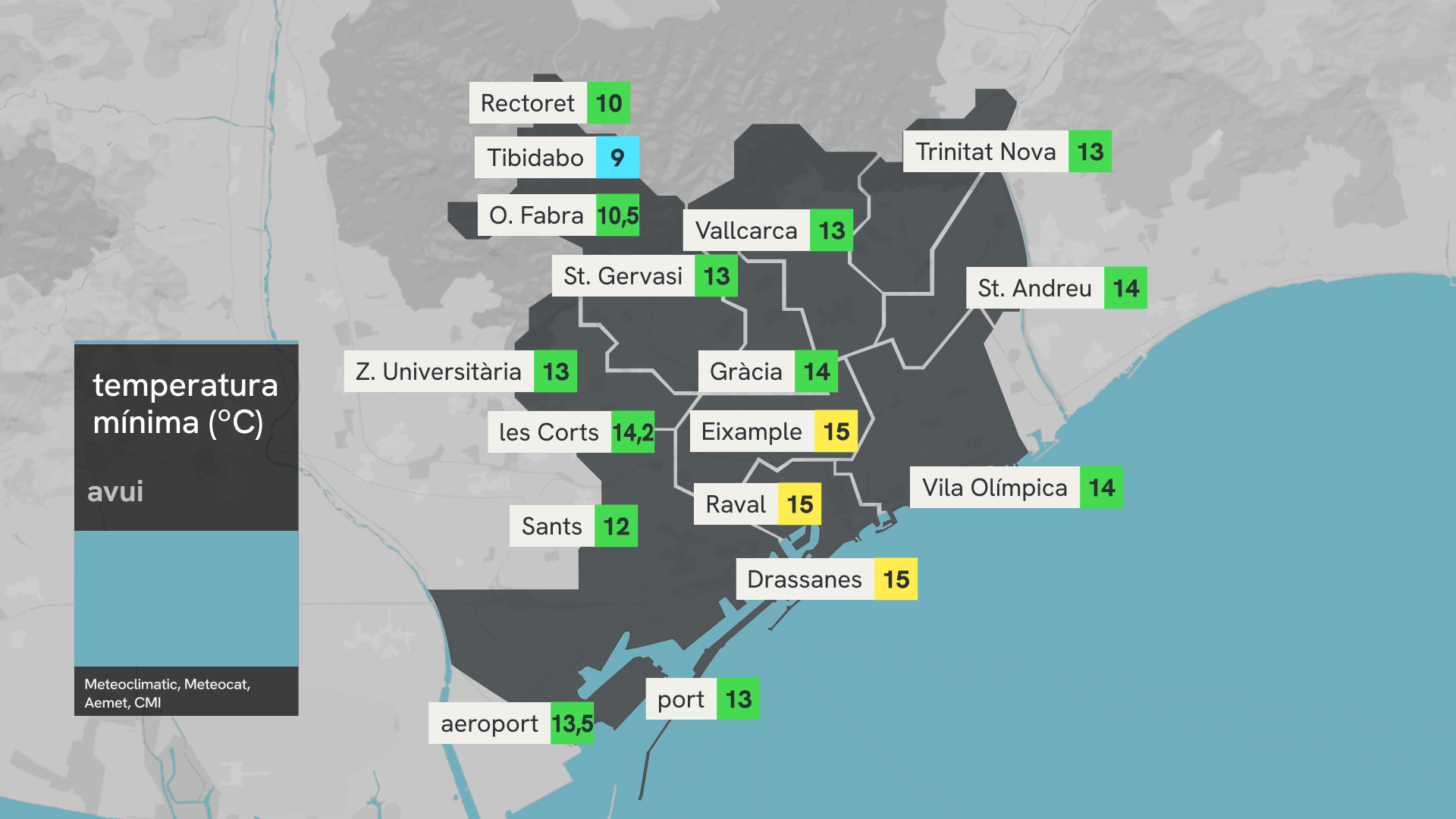 temperatures mínimes de dimecres 24 de setembre