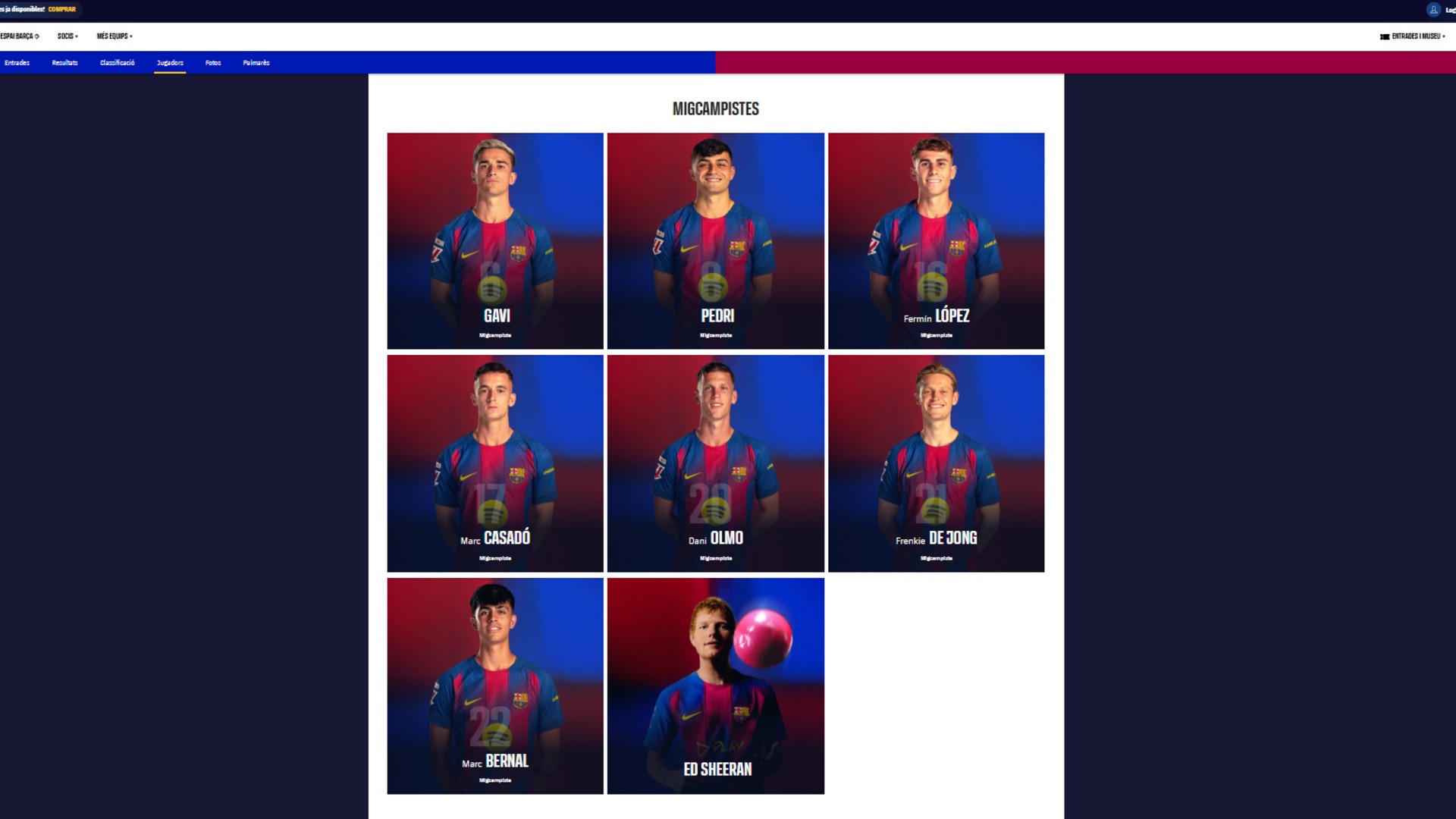 Ed Sheeran jugador de la primera plantilla del Barça