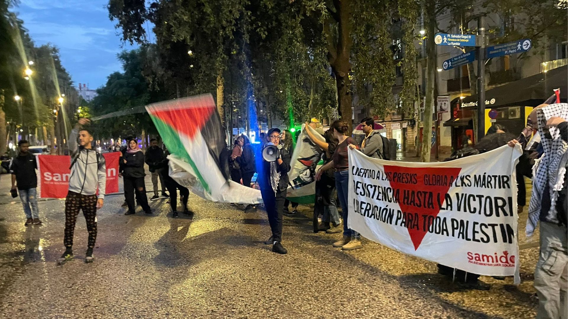 mani pro palestina rambla del raval