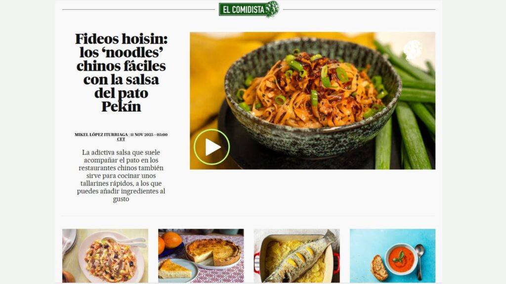 Web de El Comidista, la pàgina gastronòmica de El País