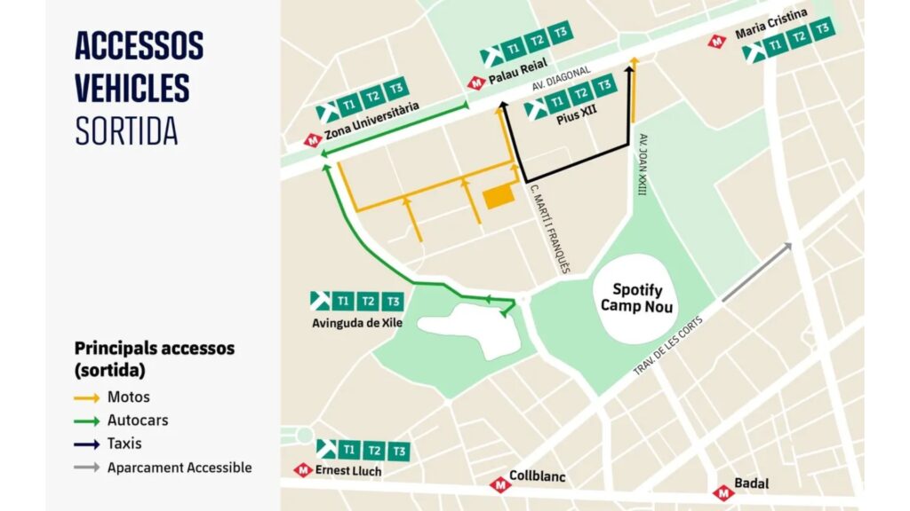 mapa sortida vehicles Camp Nou