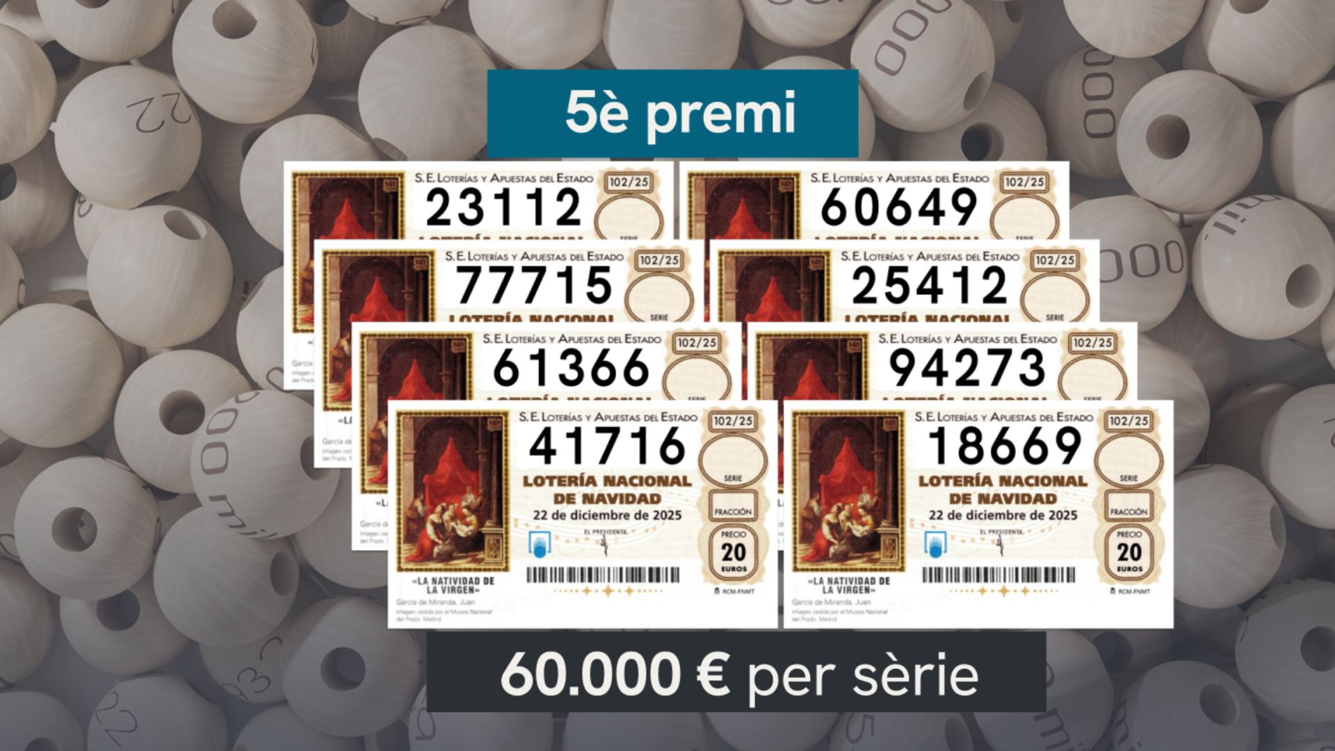 cinquens premis Loteria de Nadal 2025