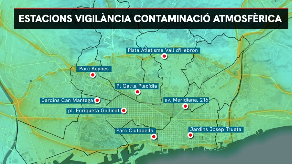 mapa estacions qualitat aire barcelona