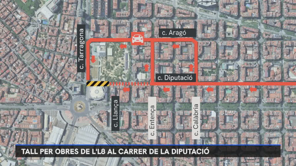 Comencen els talls de trànsit per les obres de l'L8 en un tram del carrer de la Diputació | FGC, obres